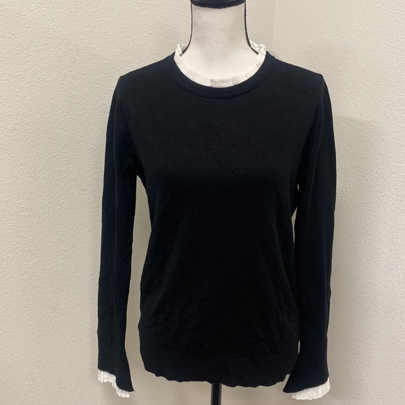 Vila Milano Lush Pleated Collar Black Sweater M - Picture 2 of 14